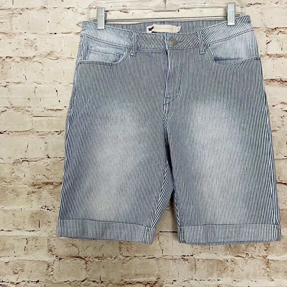 Levi’s pinstripe bermuda jean shorts